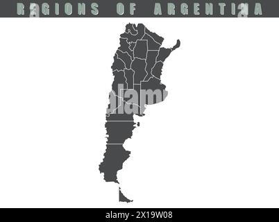 Argentina country map. Map of Argentina in gray color. Detailed gray vector map of Argentina by region. Stock Vector