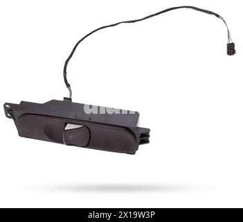 Power window button on white isolated background. Window lifter key block. Spare parts. Stock Photo