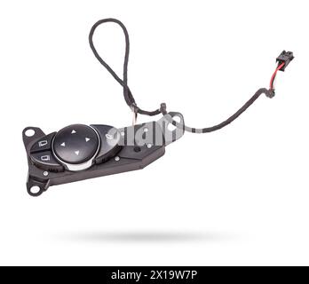 Buttons for adjusting the position of the side mirrors of the car on a white isolated background. Catalog of spare parts for vehicles. Stock Photo