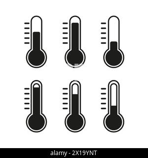 Temperature icons set. Thermometer measurement indicators. Climate control symbols. Vector illustration. EPS 10. Stock Vector