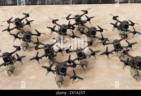 Combat modification of DJI's FPV drone turning it into a suicide drone Stock Photo