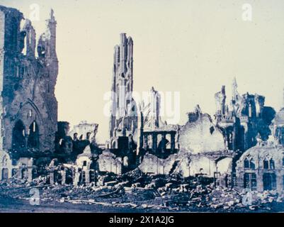 Ruins of the Cathedral, Ypres, Belgium, 1914 Stock Photo