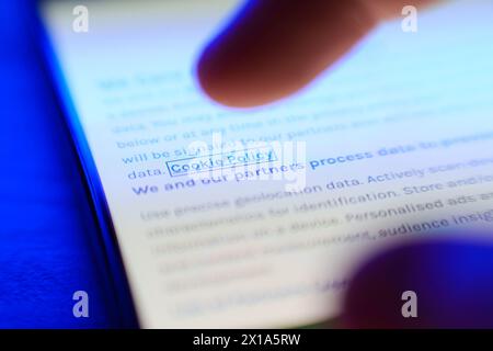 Cookie privacy policy on internet website. Internet browsing data privacy security concept Stock Photo