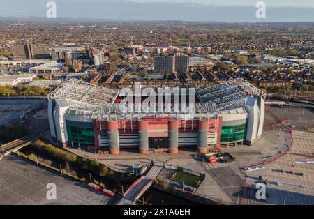 Old Trafford, Manchester United Football Club with Old Trafford Cricket Ground in the back drop. Stock Photo