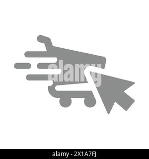Fast and easy online shopping. Shopping cart and arrow mouse vector icon. Stock Vector