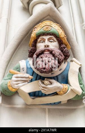 Switzerland, Berne, St Vincent Cathedral, main portal, statues, 15 Aug 2022 Stock Photo