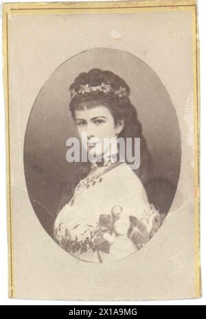 Elisabeth, empress of Austria, portrait of the empress, leaf decoration in the hair. photograph based on painting by Georg Raab, 1873., 1873 - 18730101 PD0051 - Rechteinfo: Rights Managed (RM) Stock Photo