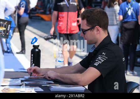 Misano Adriatico, Italy. 14th Apr, 2024. Stoffel Vandoorne of DS Penske during the autograph session at Formula E World Championship Season 10 Pit Line. Credit: SOPA Images Limited/Alamy Live News Stock Photo