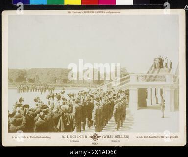 Homage of the Austrian huntsmen for emperor Franz Joseph I in Schoenbrunn, homage of the huntsmen in the garden ground floor Lower duct of the heir the throne Franz Ferdinand., 25.06.1898 - 18980625 PD0020 - Rechteinfo: Rights Managed (RM) Stock Photo