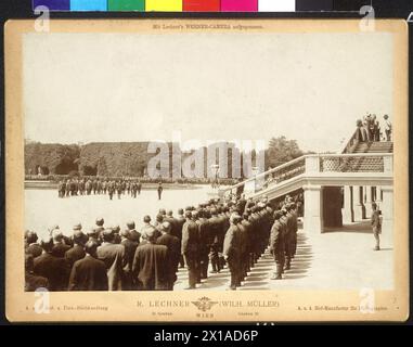 Homage of the Austrian huntsmen for emperor Franz Joseph I in Schoenbrunn, homage of the huntsmen in the garden ground floor under the leading of the heir the throne Franz Ferdinand., 25.06.1898 - 18980625 PD0023 - Rechteinfo: Rights Managed (RM) Stock Photo