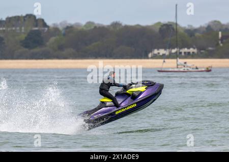 Jet Ski off Calshot, Southampton Water, Hampshire, England, United Kingdom. Stock Photo