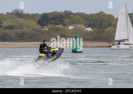 Jet Ski off Calshot, Southampton Water, Hampshire, England, United Kingdom. Stock Photo