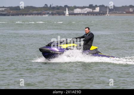 Jet Ski off Calshot, Southampton Water, Hampshire, England, United Kingdom. Stock Photo