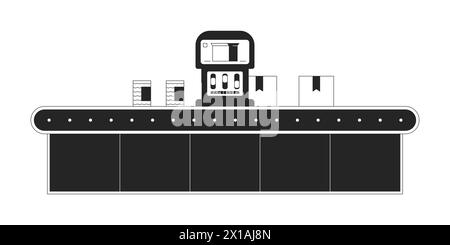 Production assembly line black and white 2D line cartoon object Stock Vector