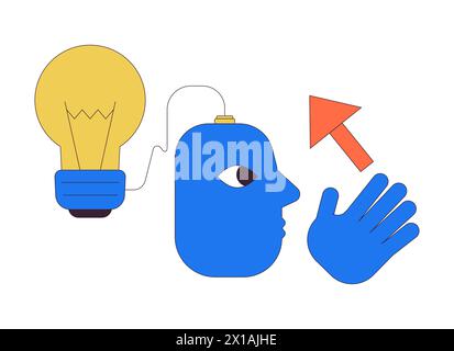 Innovative ideas generating 2D linear cartoon character Stock Vector