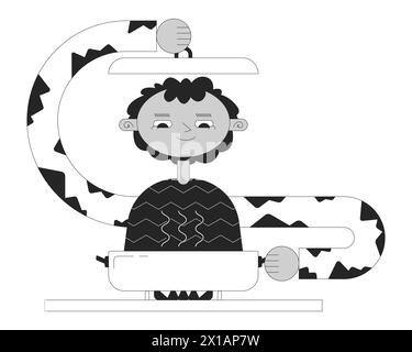 Cooking on stove kitchen black and white 2D illustration concept Stock Vector