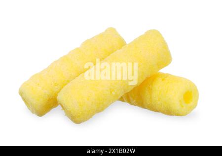 Hole corn snack isolated on white background. snack clipping path. Stock Photo