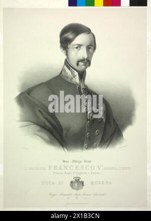 Francis V, Duke of Modena, in uniform (portrait, en face from the right), lithograph by Schultz (some?), compressure Lemercier, Paris, - 19300101 PD22296 - Rechteinfo: Rights Managed (RM) Stock Photo