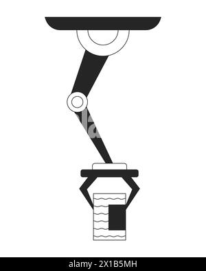 Robotic arm holding aluminum can black and white 2D line cartoon object Stock Vector