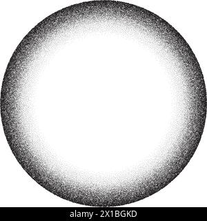 Noise circle frame. Gradient round dotted border. Grain ring geometric texture. Isolated halftone vector pattern round shape. Stock Vector