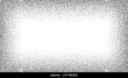 Noise grain gradient. Rectangular frame with dot effect. Stipple texture pattern. Grunge vector background. Stock Vector