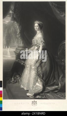 Eugenie, empress of France, mezzotint / mixed technique by Samuel cousins based on a painting by Franz Xavier Winterhalter. coat of arms, - 18570101 PD0716 - Rechteinfo: Rights Managed (RM) Stock Photo