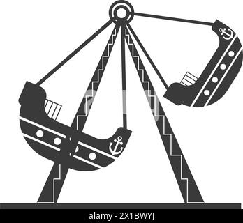 Pirate Ship Ride Silhouette Vector Stock Vector