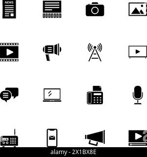 Media icon - Expand to any size - Change to any colour. Perfect Flat Vector Contains such Icons as news, megaphone, antenna, newspaper, loudspeaker, m Stock Vector