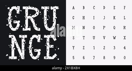 Grunge rough textured font. Vector letters and numbers with rough stamp texture. Distressed Font Stock Vector