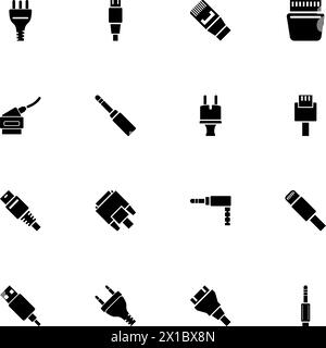 Plug icon - Expand to any size - Change to any colour. Perfect Flat Vector Contains such Icons as power cable, pin, socket, electricity, connector, ja Stock Vector