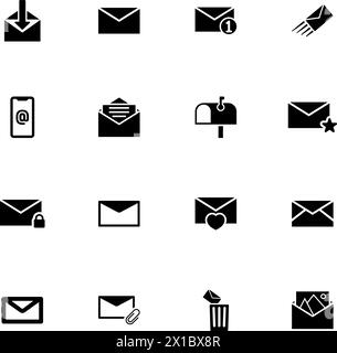 Mail icon - Expand to any size - Change to any colour. Perfect Flat Vector Contains such Icons as send envelope, accept letter, favorites, pin, attach Stock Vector