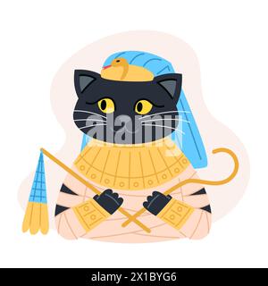 Cat's Pharaoh, Halloween character in flat style Stock Vector