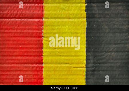 Flag of Belgium painted with watercolors on cardboard. Stock Photo