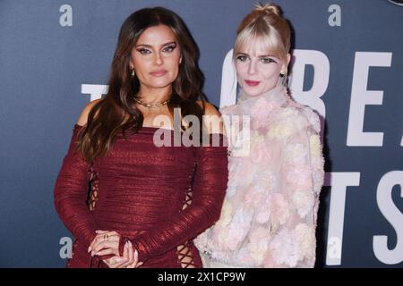 LOS ANGELES, CALIFORNIA - APRIL 15: Nelly Furtado, Lucy Boynton attends the Los Angeles premiere of Searchlight Pictures' 'The Greatest Hits' at El Ca Stock Photo