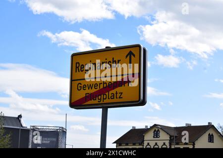 traffic sign of the airfield, Flughafen Mendig Stock Photo