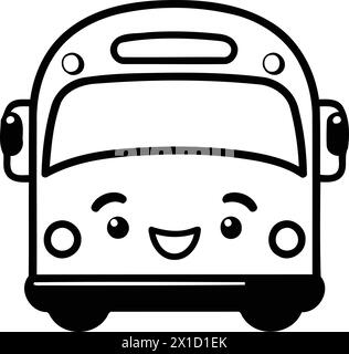 Cute School Bus Character Isolated On White Background. Vector 
