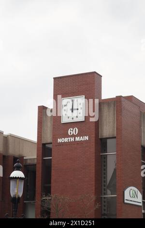 The clock tower can be seen from miles away. Stock Photo