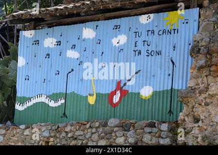 Fiumara Reggio Calabria Italy - Borgo Croce,murales Stock Photo