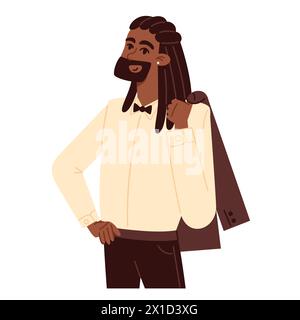 Groom at the wedding, flat style illustration Stock Vector