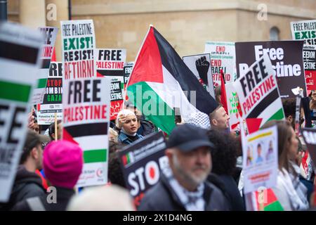 Demonstrators gather near a Palestinian flag during a protest in Lyon ...