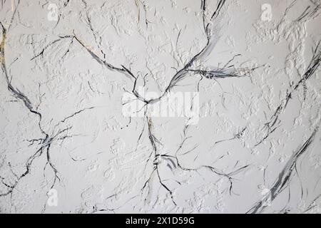 Beautiful light  background texture with black and grey lines. Abstract background from plaster on wall Stock Photo