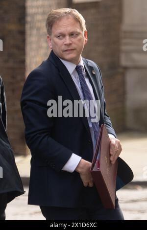 London, UK. 16 Apr 2024. Grant Shapps - Secretary of State for Defence arrives for a cabinet meeting in Downing Street. Credit: Justin Ng/Alamy. Stock Photo