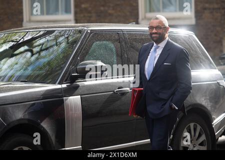 London, UK. 16 Apr 2024. James Cleverly - Secretary of State for the Home Department arrives for a cabinet meeting in Downing Street. Credit: Justin Ng/Alamy. Stock Photo