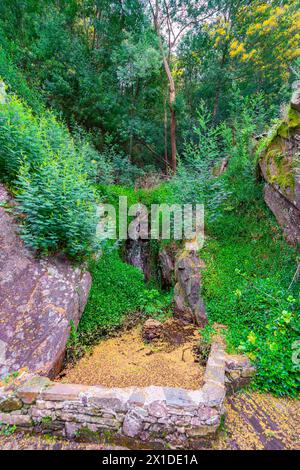 Water passage channel to Senhora da Piedade river beach in Serra da Lousã, Portugal. Stock Photo