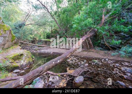 Water passage channel to Senhora da Piedade river beach in Serra da Lousã, Portugal. Stock Photo