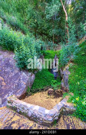 Water passage channel to Senhora da Piedade river beach in Serra da Lousã, Portugal. Stock Photo