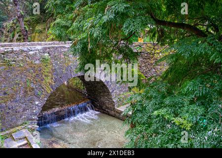 Passage channel and water cascade to Senhora da Piedade river beach in Serra da Lousã- Portugal. Stock Photo