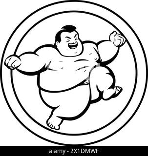 Sumo wrestler vector illustration. mascot design for t-shirt. Stock Vector