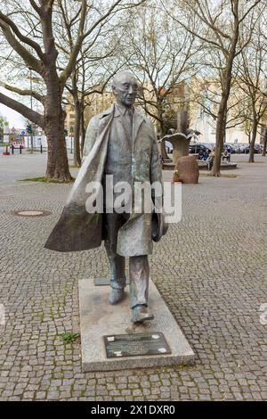 BERLIN, GERMANY - April 12, 2024: Monument of the first German chancellor Konrad Adenauer created by Helga Tiemann Stock Photo