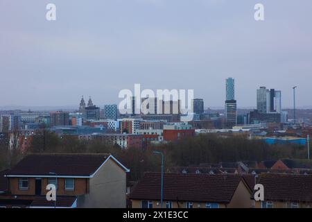 England, Liverpool - December 29, 2023: Skyline of the Liverpool city center. Stock Photo